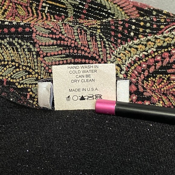 U.S. Wear Long Sleeve Paisley Metallic Side Slit Tunic Cardigan Black Tan Green - Picture 13 of 13